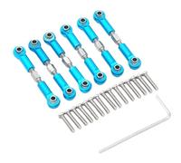 Dilwe Varilla de Enlace de Dirección RC de 6 Piezas, Juego de Varilla de Acoplamiento de Aleación de Aluminio Ajustable con Tornillos y Llave Hexagonal para Coche RC 1/18 (Blue)