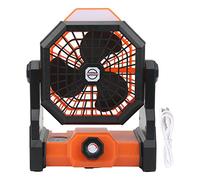 Dilwe Ventilador para Acampar Al Aire, Ventilador Portátil Recargable de 7800 MAh 5 V con Luz LED y Velocidad Continua, con Diseño de Gancho Inferior, para Viajes de Camping (negro y naranja)