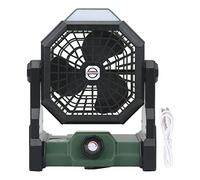 Dilwe Ventilador para Acampar Al Aire, Ventilador Portátil Recargable de 7800 MAh 5 V con Luz LED y Velocidad Continua, con Diseño de Gancho Inferior, para Viajes de Camping (verde oscuro)