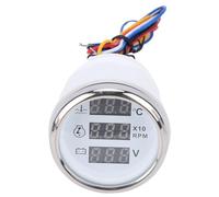 Dilwe Voltímetro de Velocidad de Temperatura del Agua 52 Mm ABS 316 Pantalla de Retroiluminación Digital de Acero Inoxidable Medidor 3 en 1 para RV Camión Barco Yate con Monitoreo de Voltaje RPM de