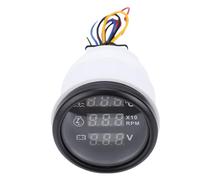 Dilwe Voltímetro de Velocidad de Temperatura del Agua 52 Mm ABS 316 Pantalla de Retroiluminación Digital de Acero Inoxidable Medidor 3 en 1 para RV Camión Barco Yate con Monitoreo de Voltaje RPM de