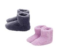 Dilwe Zapatos Calentadores de Pies de Invierno, Zapatos con Calefacción Eléctrica Suave, Botas de Nieve con Calefacción USB de Felpa, Núcleo Calefactor de Fibra de Carbono, Lavable para Mujeres,