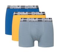 Dim Style Powerful Coton Stretch, Boxer para Hombre, Gris Souris/Jaune Mimosa/Bleu Acier, S
