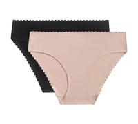 Pack 2 bragas algodón sin costuras talle medio Body Touch DIM - Nude/Negro / S (34-36)
