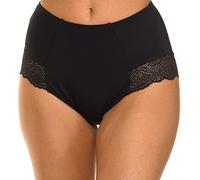Dim Braguita talle alto de algodón elástico y encaje Ecodim Vientre plano x1, Negro, M