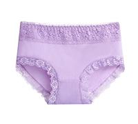 Dim Braguitas Mujer Ropa Interior de Cintura Alta con Dobladillo de Encaje para Mujer, de Talla Grande, de algodón, Transpirable Bragas Altas Fajas Mujer (Purple, M)