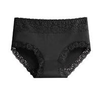 Dim Braguitas Mujer Ropa Interior de Cintura Alta con Dobladillo de Encaje para Mujer, de Talla Grande, de algodón, Transpirable Bragas Altas Fajas Mujer (Black, M)