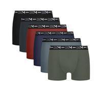 DIM Coton Stretch Respirant Maintien Optimal x6, Bóxer Hombre, Noir/Gris/Vert/Bleu/Rouge,