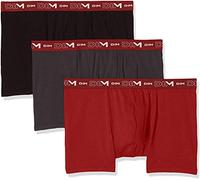 DIM Hombre Coton Stretch Respirant Maintien Optimal x3 Boxer, Gris Plomb/Rouge Chili/Noir, L