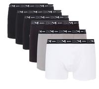 DIM Hombre Coton Stretch Respirant Maintien Optimal x6 Boxer, Noir/Gris/Blanc/Noir/Noir/Noir, S