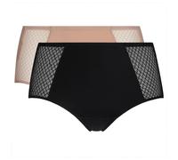 DIM Lote de 2 braguitas Ecodim vientre plano. Color negro/piel