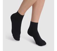 DIM Lote de 2 pares de calcetines bajos suaves Skin. Color negro/negro