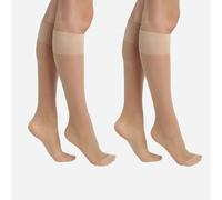 DIM Lote de 2 pares de medias bajas Ultra resist 20D. Color beige brillo