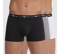 DIM Lote de 3 boxers altodón stretch. Color Blanco + Gris + Negro