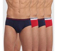 DIM Lote de 4 calzoncillos slips Classic Colors. Color azul marino + rojo