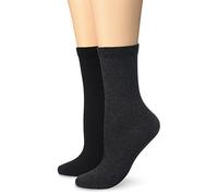 Lote de 2 pares de calcetines de media caña COTON Mujer Talla 35/38. Color Gris