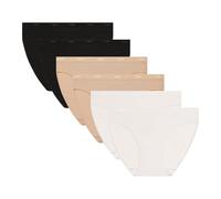 DIM Mujer Les Pockets Ecodim Coton Couleurs Douces x6 Culotte, Blanc/Peau/Noir, XS-S