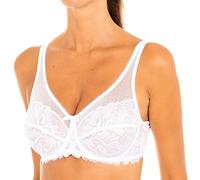 DIM Mujer - Sujetador Essentiel Generous x1 | Con aros | Sujeción cómoda | Encaje y tul transparente, Blanco, 100E