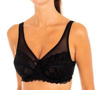 DIM Mujer - Sujetador Essentiel Generous x1 | Con aros | Sujeción cómoda | Encaje y tul transparente, Negro, 105D