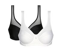 Dim Avec Armatures Generous Classique Maintien Parfait X2 Sujetador, Blanco y Negro, 95D (Pack de 2) para Mujer