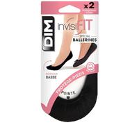 Dim Invisifit Salvapiés Bailarinas Calcetines, Negro, 3/4 (Pack de 2) para Mujer