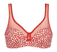 Dim Sujetador Con Aros Generous Clásico X1, Sujetador sin aros Mujer, Rojo Con Flores Blancas, 95C