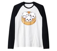 Dim Sum - Dumplings de Gato Kawaii para Mujeres, niños y niñas Camiseta Manga Raglan