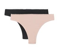 Dim Pack Tangas Midi Body Touch X2, Tanga Midi Mujer, New Skin/Negro, S