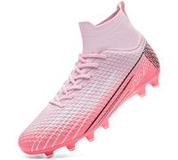 DimaiGlobal Botas de Fútbol Hombre Mujer con Tacos para Césped Natural/Artificial e Interior/Exterior High Top Zapatillas de Futsal Antideslizantes para Entrenamiento Junior 46EU Rosa