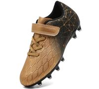 DimaiGlobal Botas de Fútbol Niño Zapatos de Fútbol con Tacos Altos para Césped Natural e Indoor Antideslizantes para Entrenamiento y Fútbol Sala Adolescentes Zapatillas de Fútbol 33EU Dorado