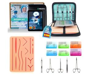 Dimedsion Kit de sutura con almohadilla realista | Kit suturas quirurgicas completo, kit sutura enfermeria, kit de sutura quirurgica para practicar, kit suturas para estudiantes, suturas quirúrgicas