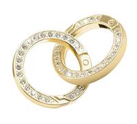 Dimeho 4 llaveros redondos de mosquetón con piedras brillantes doradas, llaveros de metal, anillas tóricas, cierre fácil, clip de gancho, accesorios de bricolaje para bolso, bolso, joyas