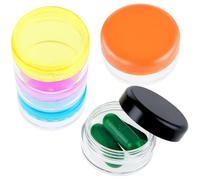 Dimeho 5 cajas pequeñas organizadoras de pastillas, pastillero de viaje, portátil, para uso diario, sin BPA, contenedor de almacenamiento de medicamentos para bolso de bolsillo (azul, naranja,