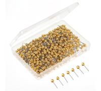Dimeho 500 chinchetas de mapa de 1/8 pulgadas, pequeñas tachuelas de cabeza redonda para marcar perlas, chinchetas decorativas para el pulgar (dorado)