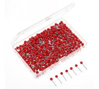 Dimeho 500 chinchetas de mapa de 1/8 pulgadas, pequeñas tachuelas de cabeza redonda para marcar perlas, chinchetas decorativas para el pulgar (rojo)