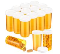 Dimeho Botellas de píldoras vacías portátiles, 12 unidades de biberones portátiles, recipientes pequeños para medicamentos, pastilleros de viaje, organizadores transparentes (13 Dram, naranja)
