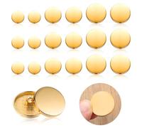 Dimeho Botón plano de metal, 18 piezas, botón de aleación dorada, botón de costura redondo, botón de metal para mujer, traje de lana, camisa, pantalones, manualidades de costura (15 mm, 20 mm, 25 mm)