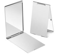 Dimeho Espejo plegable portátil, 2 piezas ultra delgado de bolsillo, espejo de maquillaje, mini espejos de viaje para bolso, carcasa de aluminio, espejo compacto para viajes, trabajo diario, negocios