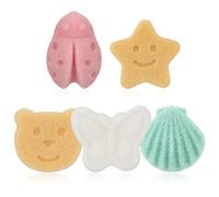 Dimeho Esponja Konjak para una limpieza facial suave y exfoliante natural con formas lindas esponjas de baño para cuerpo y cara, tiempo de baño a base de plantas, seguro y suave, juego de 5 piezas