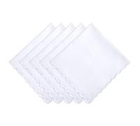 Dimeho Pañuelos de algodón festoneados con bolsillo cuadrado de bolsillo blanco para mujer, pañuelo para novia, recuerdo de boda para mujer (27,9 cm), Blanco, Medium
