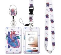 Dimeho Soporte para tarjetas de identificación con correa para el cuello y soporte para insignia de corazón, clip para cinturón, retráctil, resistente, para mujeres en la enfermería, consultoría