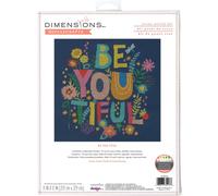 Dimensiones 70-35412 Kit de punto de cruz contado Be-You-Tiful para principiantes, 14 unidades. Tela Aida Azul Marino 11"""" x 11"""" 4uds