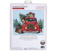 Dimensions 70-08992 Festive Ride - Kit de punto de cruz de Navidad, 25,4 x 20,3 cm, 14 unidades azul claro Aida, varios