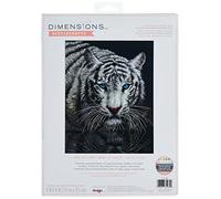 Dimensions 70-35289 Into The Light White Tiger Embroidery Counted Cross Stitch Kit, 11" x 14", 14 Count Black Aida EN LA LUZ, Algodón, Multicolor, 1