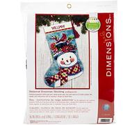 Dimensions 71-09159 Kit de Punto de Aguja, Lienzo, Muñeco de Nieve de Temporada Cosido en Lana, Talla única