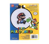 Dimensions 72-75184 Arts and Crafts Super Mario Bros - Kit de punto de cruz para principiantes, 11 unidades blanco Aida, 3''D