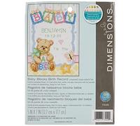 Dimensions Baby Blocks Birth Record Bloques de bebé B/Rec, Algodón, Multicolor, 5 Inches by 7 Inches