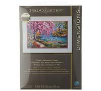Dimensions Cherry Blossom Creek Gold Collection-Kit de Punto de Cruz de Tela Aida de 16 Hilos, 10 x 15 Pulgadas, Azul Claro contado, Colores Variados, 38.1cm x 25.4cm