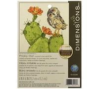 Dimensions Counted Cross Stitch Kit 'Prickly Owl' Cactus Pattern, 14 Count Ivory Aida Cloth, 6" x 6" Punto de Cruz con diseño de búho de púas, Diferentes, talla única