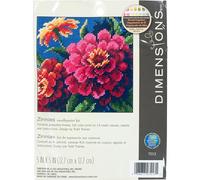 Dimensions Flowers Mini Aguja: Zinnias, Mezcla de poliéster, Multicolor, 13 x 13 x 0.2 cm, 4